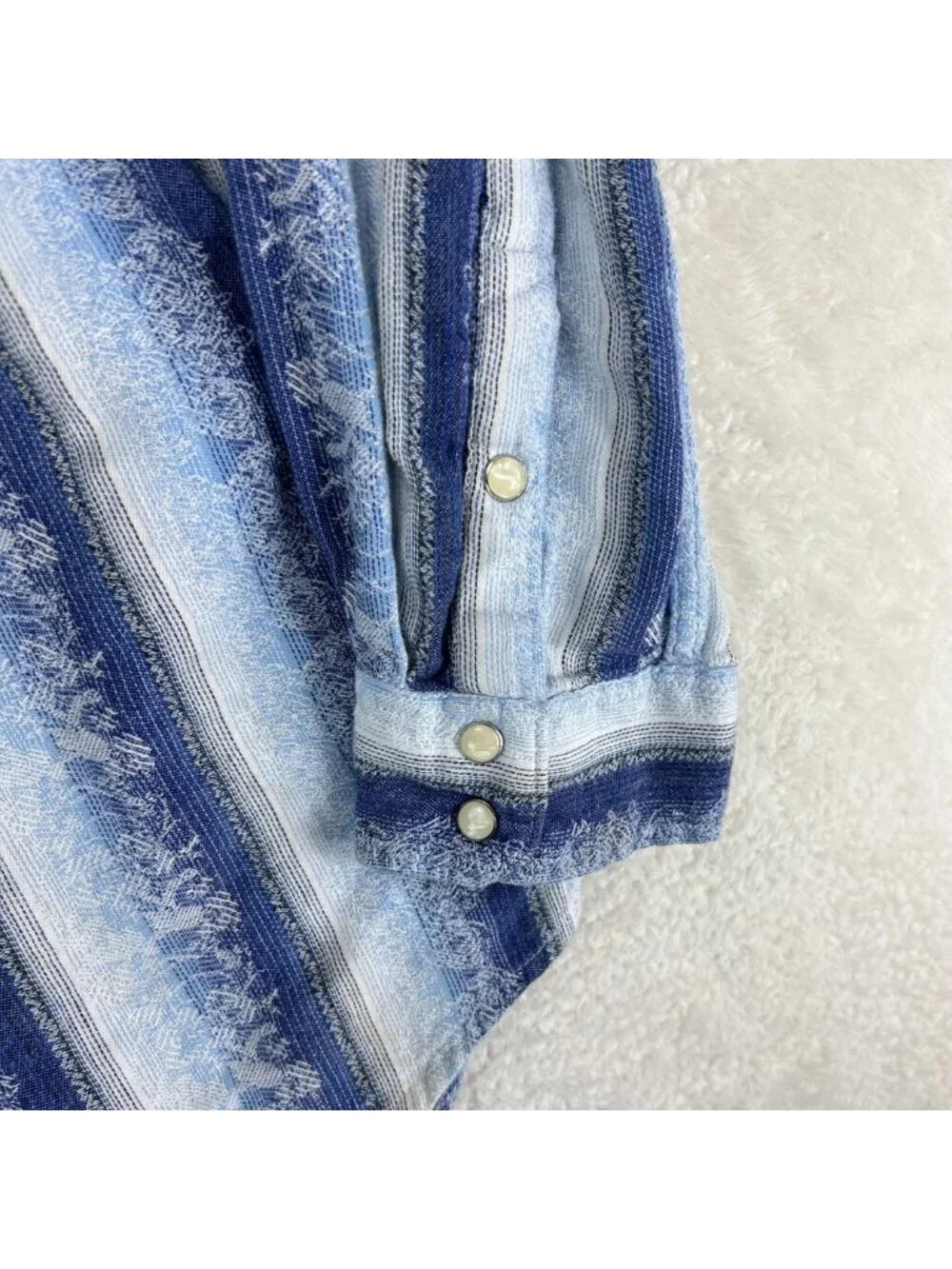 The Territory Ahead Western Button Up Shirt Mens XL Blue White Striped Classic